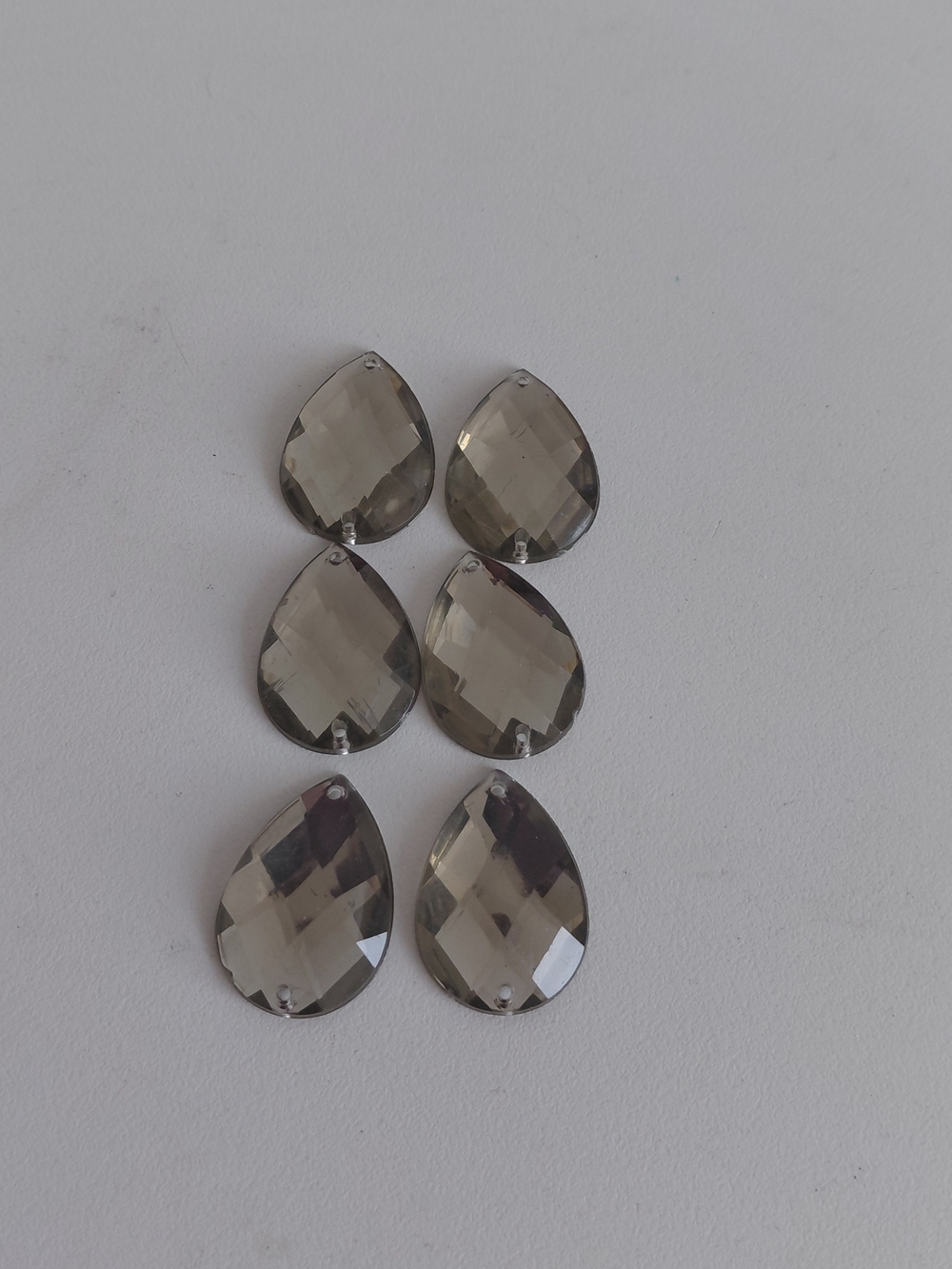 DIY Almond Shaped Faceted Crystal 6 Count 2 Holes Embellishment Elements.